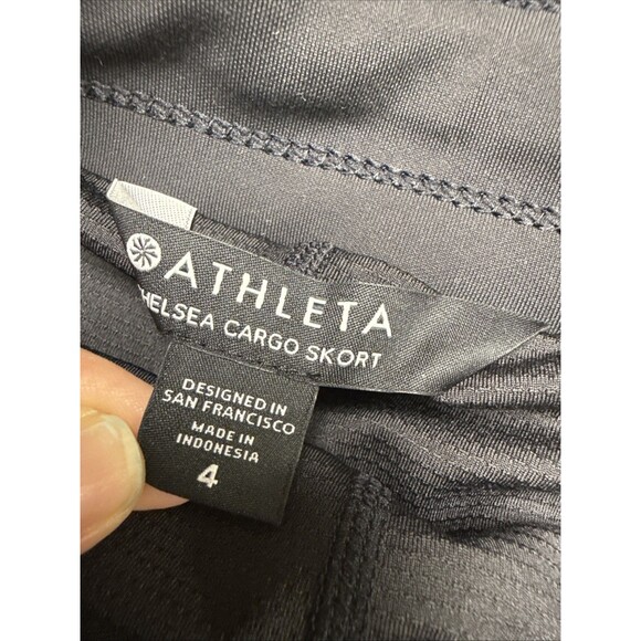 Athleta Chelsea Cargo Skort Skirt Size 4 Black Pull On Stretch Drawstring - Picture 4 of 7